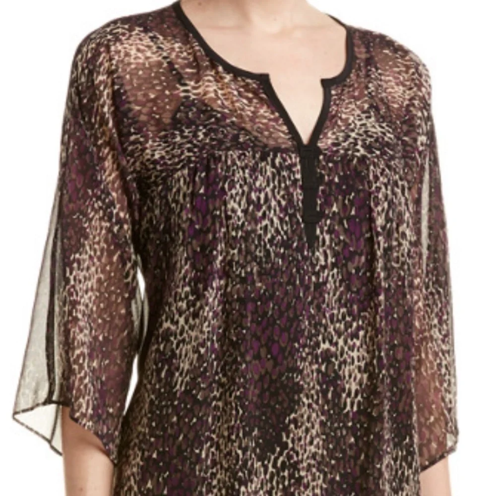 NANETTE Lapore 100% Silk Purple Splash Tunic Sustainable Size 2 - Picture 6 of 8